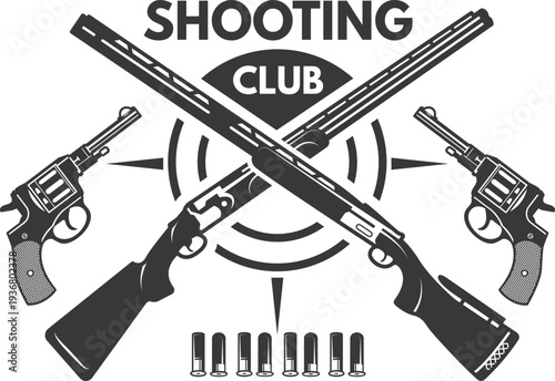 Crossed rifles logo. Shooting club black emblem