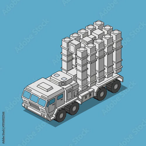 White Delivery Truck with Container Cargo.