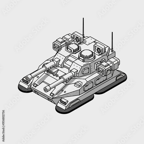 Detailed Illustration of Military Tank Vehicle.