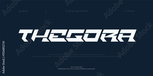 Thegora, Creative digital abstract scifi modern alphabet fonts. Science fiction typography sport, technology, fashion, digital, future creative logo font. vector illustration
