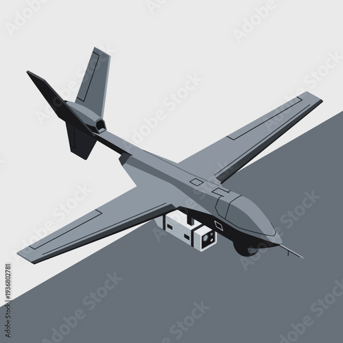 Military Drone Aircraft Flying High Altitude.