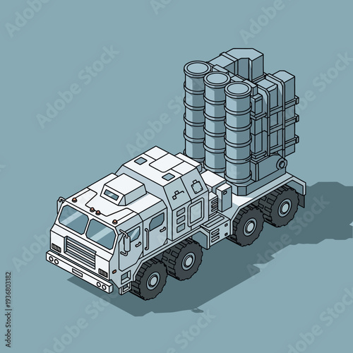 Military Truck with Missile Launchers and Rockets.