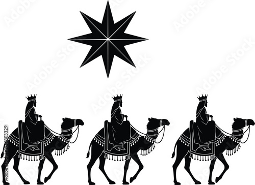 Teacher walking with group of small children in a line holding hands silhouette isolated on white background for school concept,