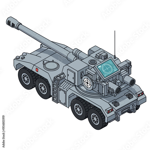 Military Tank Vehicle Illustration Artwork.
