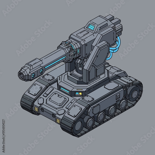 Futuristic Tank Military Vehicle Illustration.