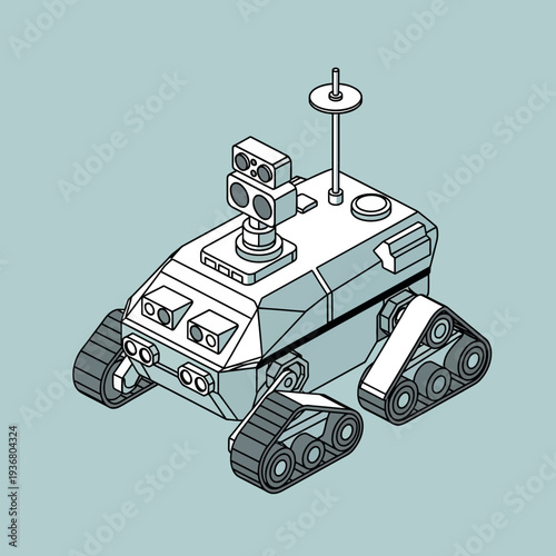 Robot Vehicle with Treads and Sensors.