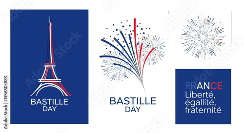 Bastille Day Eiffel Tower Fireworks Celebrations.