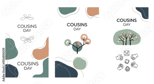 Cousins Day Abstract Geometric Shapes Design.