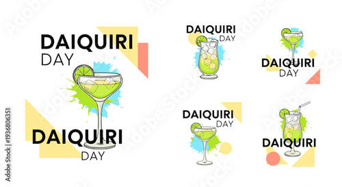 Daiquiri Day Cocktails and Illustrations.