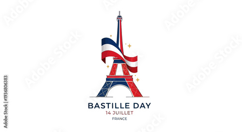 Eiffel Tower with French Flag Colors.