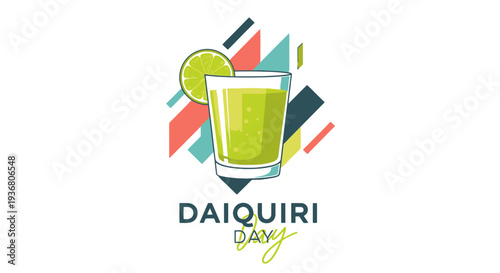 Green Cocktail Glass with Lime Slice.