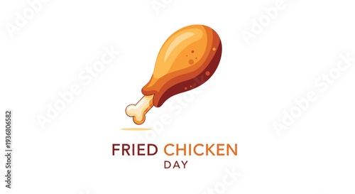 Illustrated Fried Chicken Drumstick on White.