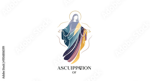 Illustration of Mary in flowing robes.