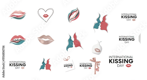 International Kissing Day Lip Illustrations Collection.