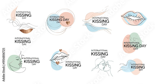 International Kissing Day Lip Illustrations Collection.