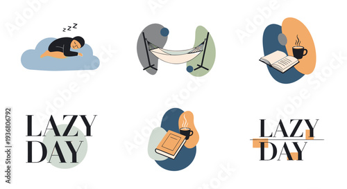 Lazy Day Illustrations with Relaxing Activities.