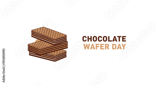 Stack of Chocolate Wafers on White Background.