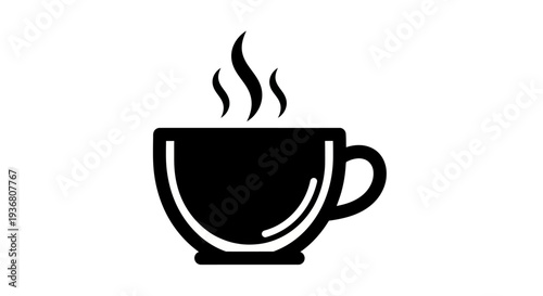 Steaming cup silhouette on white background