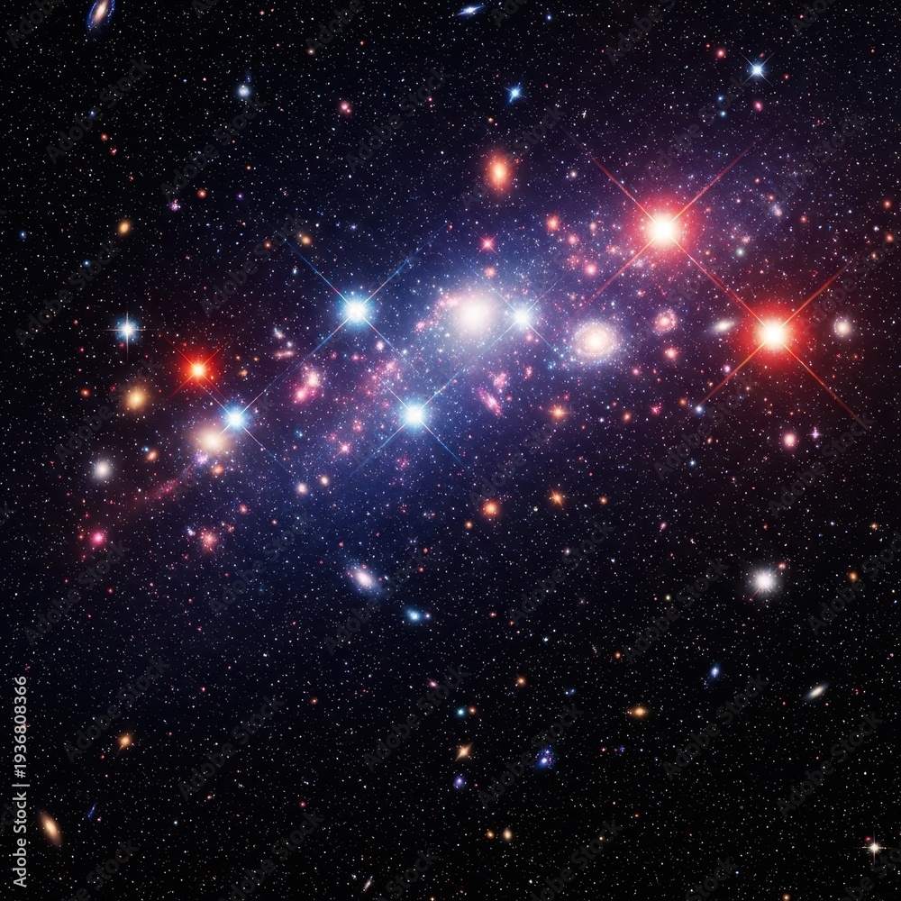 Obraz premium A breathtaking, deep field view of the cosmos, showing countless brilliant stars against the dark, endless void of space and the universe, indigo, starry, blue