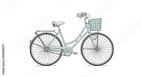 Vintage Bicycle with Basket and Spoked Wheels.