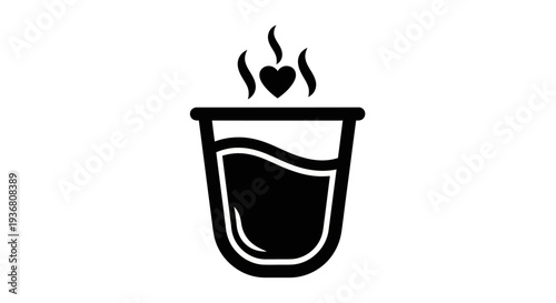 Steaming cup with heart icon