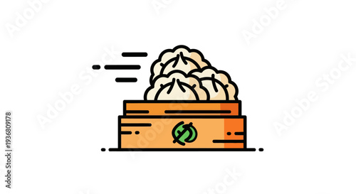 Steaming dumplings icon on white