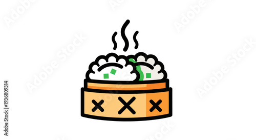 Steaming dumplings icon on white background
