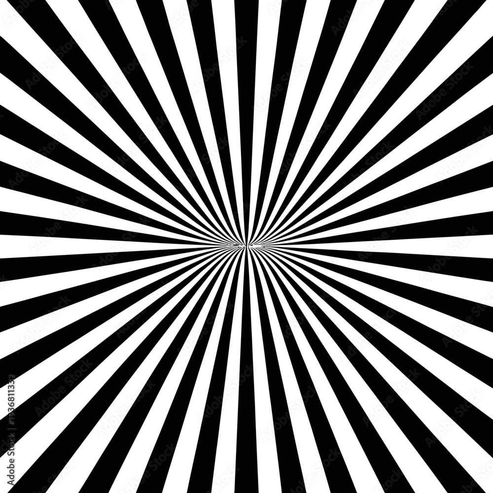 Obraz premium A black and white optical illusion with sunburst pattern background