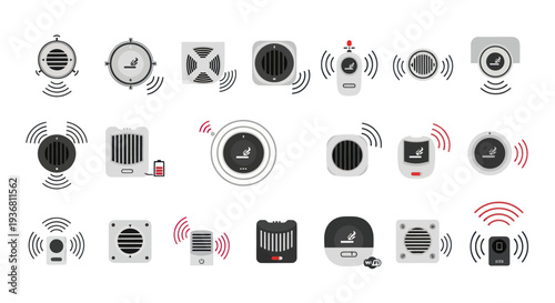 Collection of modern electronic devices with wireless signal icons
