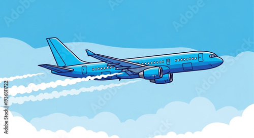 Commercial Jet Airplane Flying Through Sky.