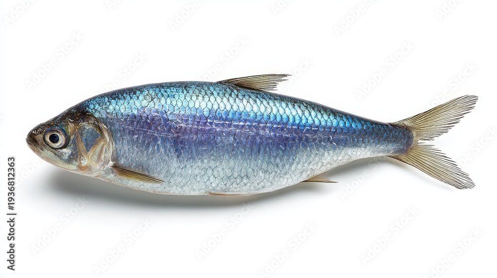 Obraz premium Raw seafood presentation: fresh herring laid out on clean white background