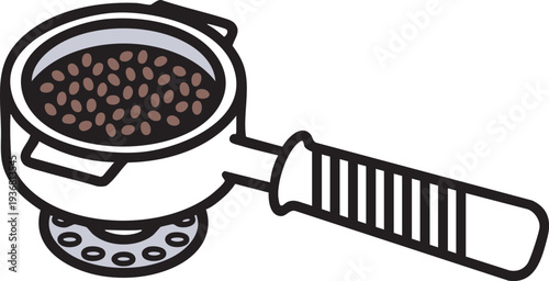 Coffee Portafilter With Grounds Illustration