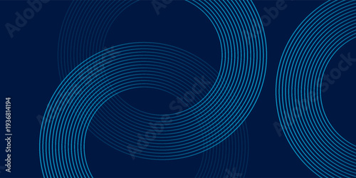 Dark blue abstract background with smooth concentric line waves and soft gradient lighting, creating a modern and elegant look for technology and corporate design projects.