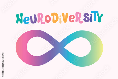 Neurodiversity infinity awareness symbol concept for  autism acceptance month, minimal, template horizontal banner, creative vector illustration