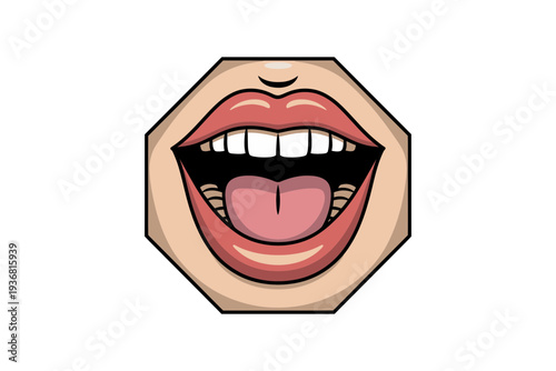 A cartoon mouth with an open expression and visible tongue