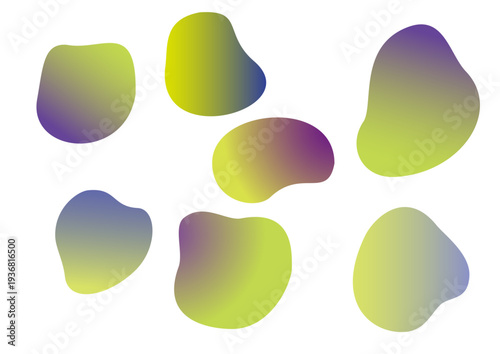 丸い曲線フォルムのグラデーションフレームセット、パープル、グリーン