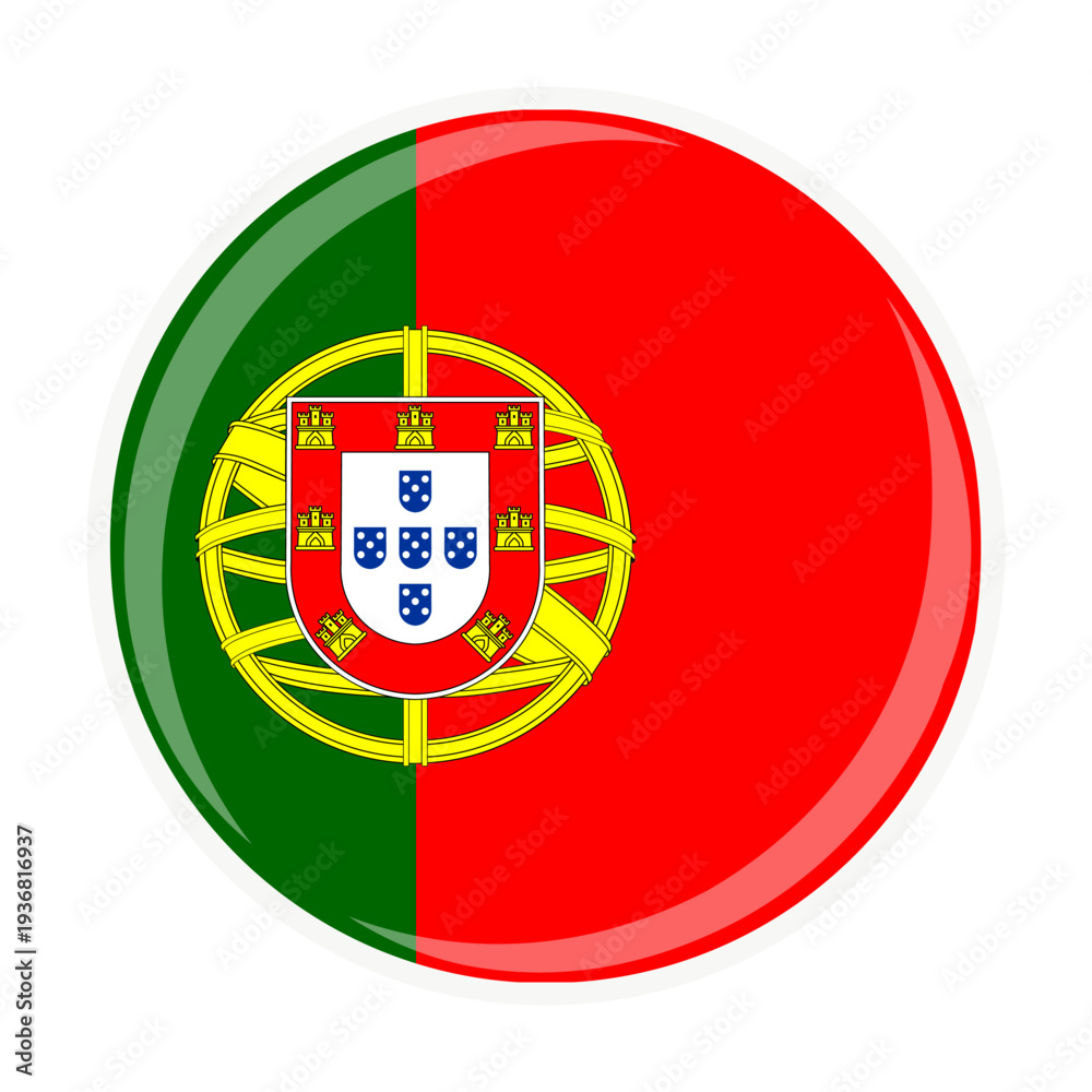 Obraz premium Portugal national round circle flag emblem official icon