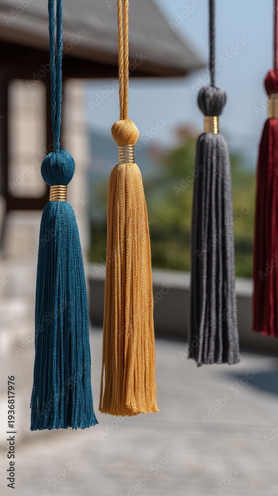 custom made wallpaper toronto digitalColorful Graduation Tassels Hanging Vertically in Outdoor Setting for Unique Celebration