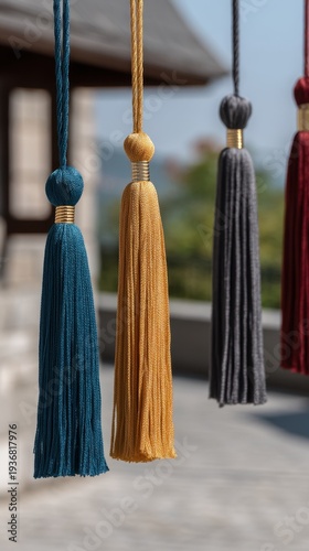 Wallpaper Mural Colorful Graduation Tassels Hanging Vertically in Outdoor Setting for Unique Celebration Torontodigital.ca