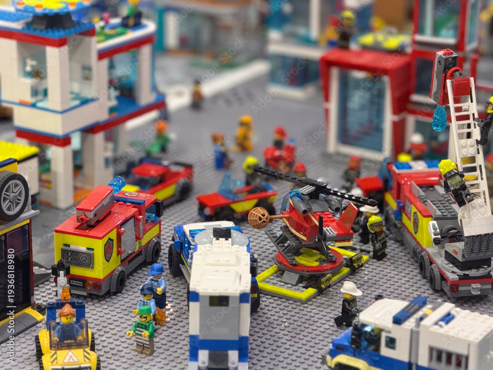 Fototapeta premium Lego emergency city diorama