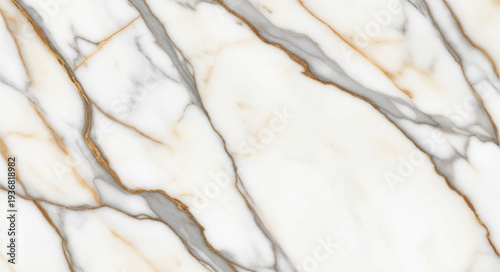 Close-up of Elegant White Marble Surface with Gold Veins.