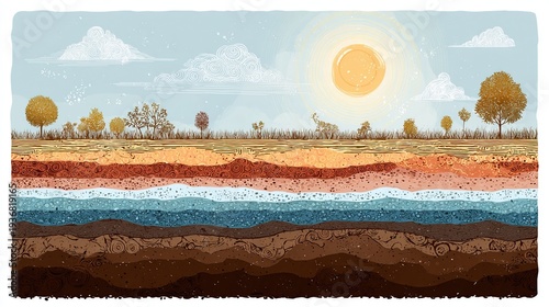 Soil depth profile diagram showing natural ground surface layers