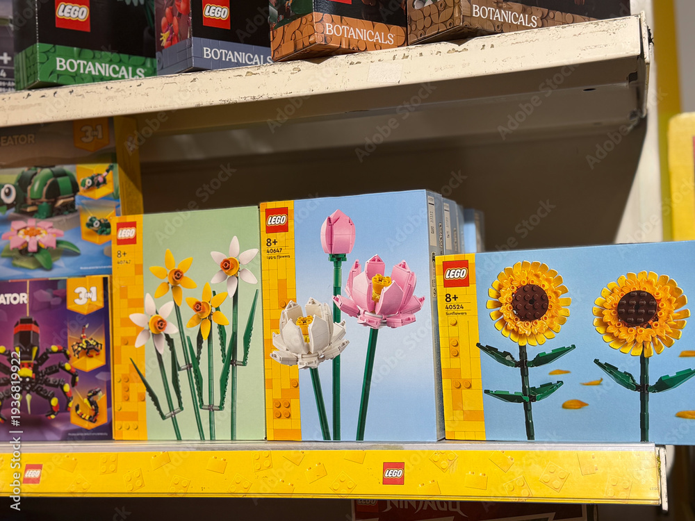 Fototapeta premium Lego botanicals flower sets on shelf