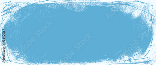 Ice overlay border. Snow and grunge texture effect with scratch worn frame. Background rink edge and oval rough water with border paper. Backdrop icy and winter grunge skate with frozen vector texture