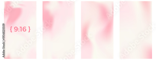 Pink gradation backgrounds for social media post. Gradient cream and marble pastel bg set. Blush watercolor natural rose soft pattern. White and pink modern texture. Vector creamy rose gradient bg.