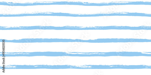 Wave line baby seamless pattern. Blue background with simple rough brush stroke . Vector repeat pattern with blue strikes. Sea or ocean waves seamless bg with handmade design.