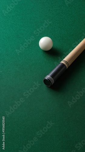 Wallpaper Mural Chalk and Cue Ball Resting on Green Table Surface with Vertical Composition Torontodigital.ca