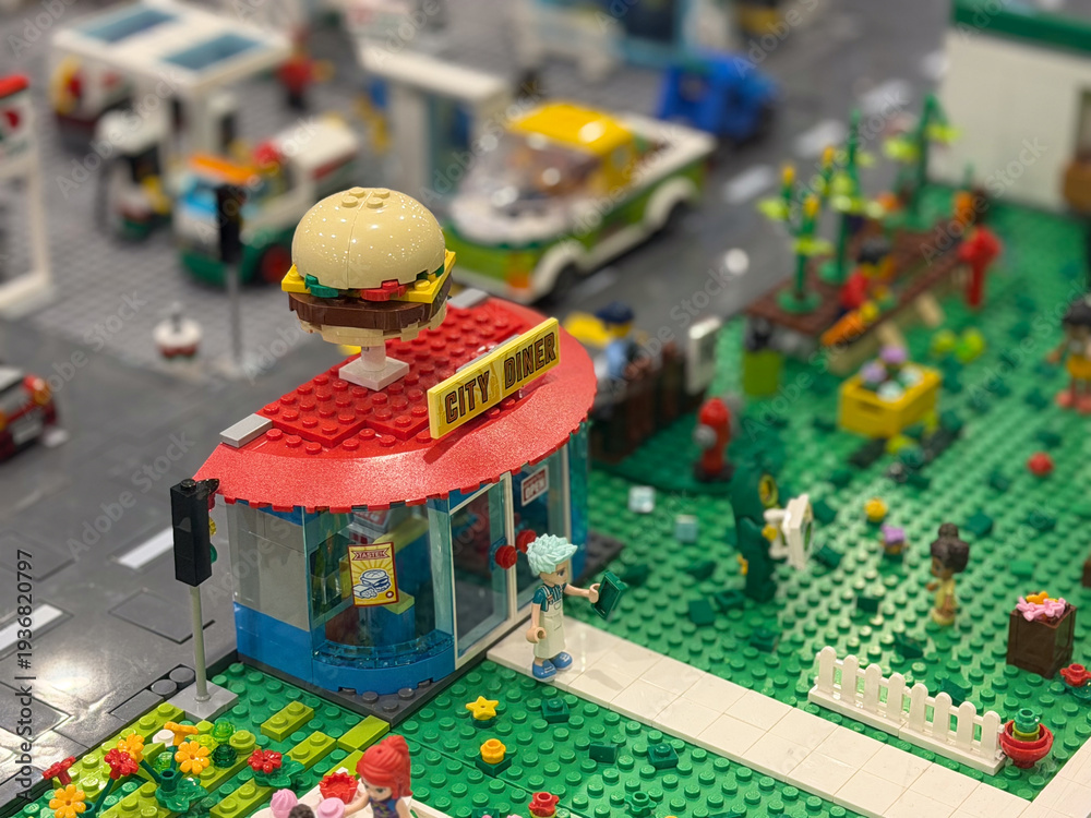 Fototapeta premium Lego city diner scene