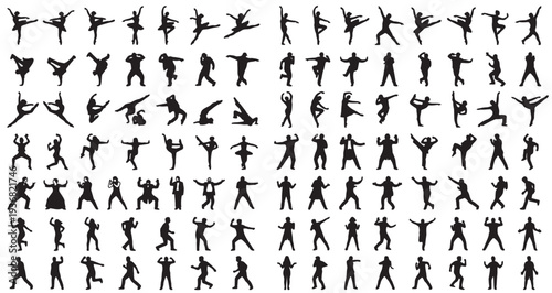 Dance and Performing Arts Silhouette Set Pack. Editable Vector Illustration. featuring silhouette, people, human, figure, person, dancer, ballet, breakdance, movement, pose, action, yoga more