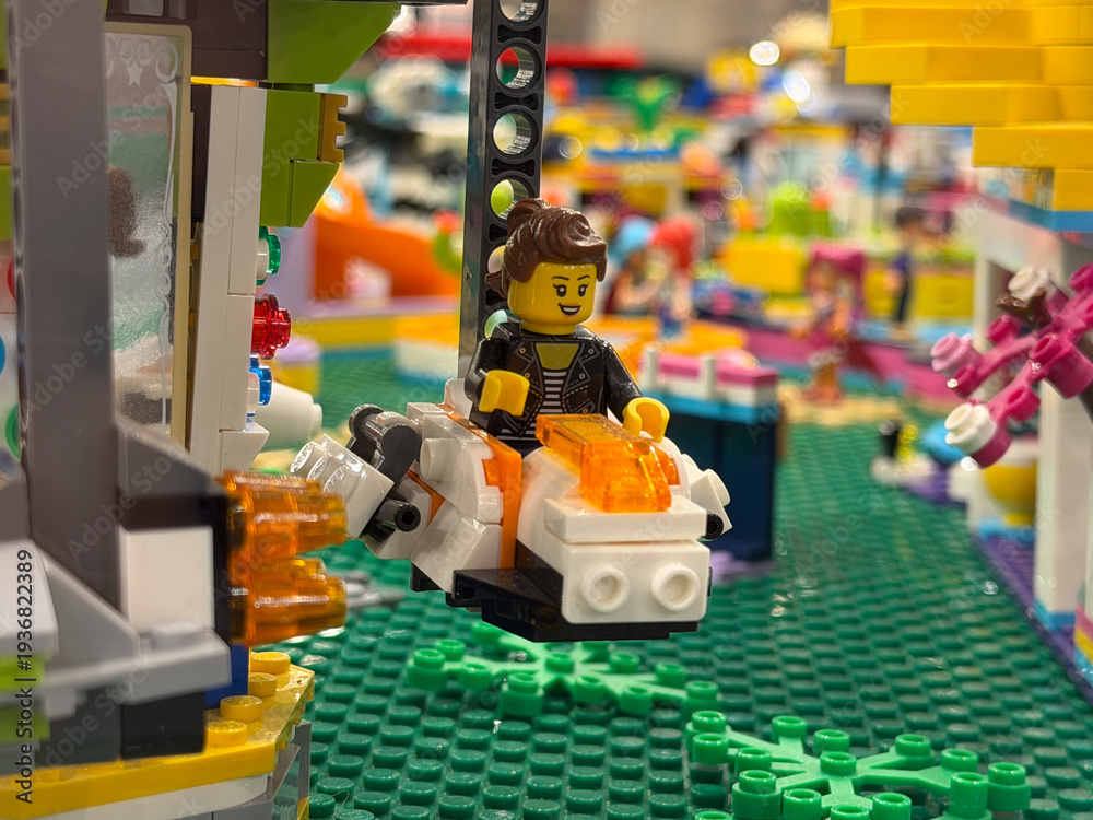 Fototapeta premium Lego minifigure on flying vehicle